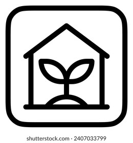 Icono de vector de invernadero editable. Jardinería, planta, edificio. Parte de una familia de iconos grandes. Perfecto para interfaces web y de aplicaciones, presentaciones, infografías, etc