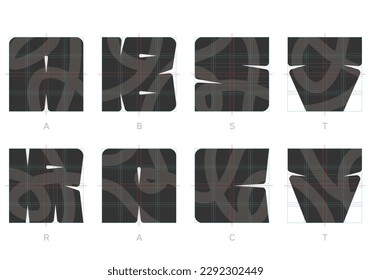 Editable grid template for abstract typeface.