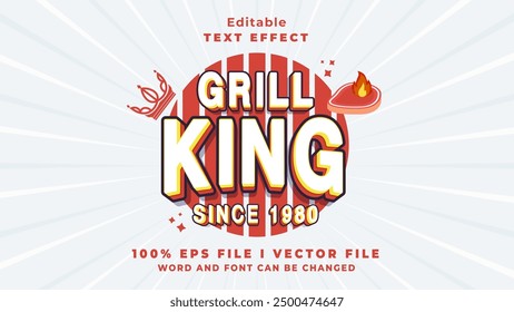 editable grill king text effect.typhography logo