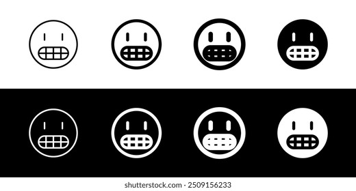 Bearbeitbares grinsendes, grimmendes Gesichtsvektorsymbol. Teil einer großen Ikone-Set-Familie. Perfekt für Web- und App-Schnittstellen, Präsentationen, Infografiken usw.