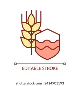 Editable growing resistant crop icon representing heatflation, isolated vector, global warming solutions thin line illustration.