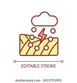 Icono de cultivos resistentes de cultivo editable que representa el concepto de heatflación, vector aislado, ilustración lineal de soluciones al calentamiento global.