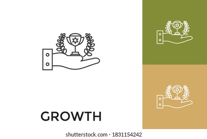 Editable Growth Thin Line Icon with Title. Useful For Mobile Application, Website, Software and Print Media.