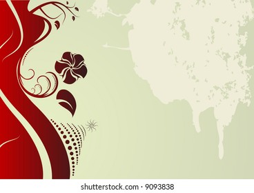 Editable grunge retro vector floral design