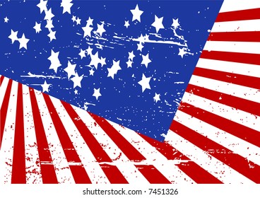 Editable grunge vector illustration of stars and stripes