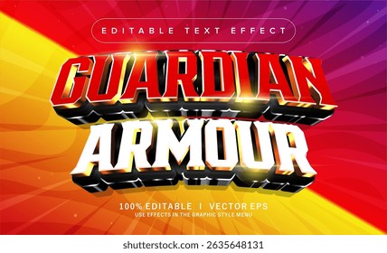 editable guardian armour 3d vector text effect with modern style design