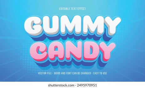 Editable gummy candy 3d text effect template