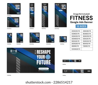 Gimnasio Editable Y Entrenamiento Juego De Banners De Google Ads 