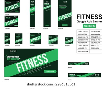 Editable Gym And Training Web Banner Set, Creative Web Banner Design For Ad Banner And Fitness Center Promotion, Available In Many Sizes.