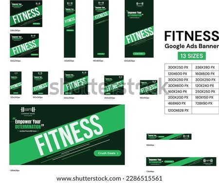 Editable Gym And Training Web Banner Set, Creative Web Banner Design For Ad Banner And Fitness Center Promotion, Available In Many Sizes.