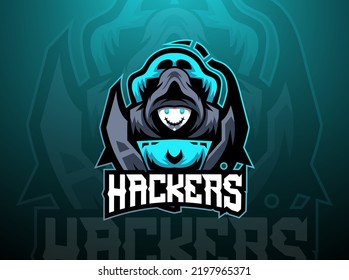 Editable hackers mascot logo template