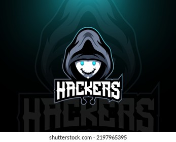 Plantilla de logotipo de mascota de hackers editables