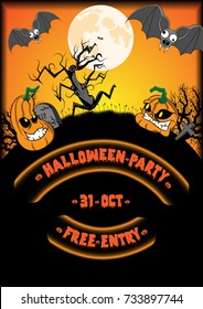 editable halloween party poster in orange tones
