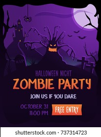 Editable Halloween Party Poster. Vector illustration