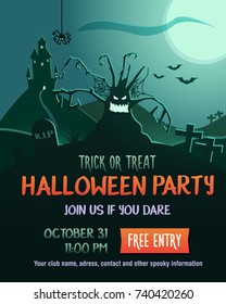 Editable Halloween Party Poster. Vector illustration