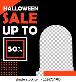 Editable Halloween sale background template. Vector Design web banner for social media. Post layout template