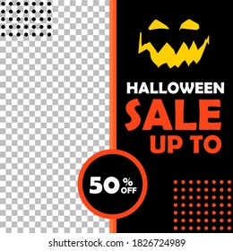 Editable Halloween sale background template. Vector Design web banner for social media. Post layout template