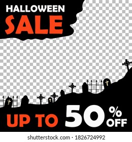 Editable Halloween sale background template. Vector Design web banner for social media. Post layout template