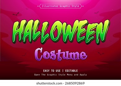 Efeito de texto de Halloween editável no estilo spooky do desenho animado