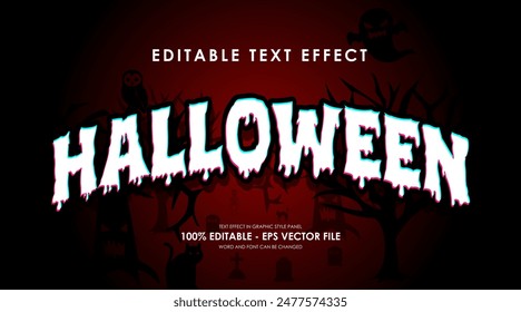 Efecto de texto de Halloween editable, efecto de estilo gráfico, con fondo Halloween