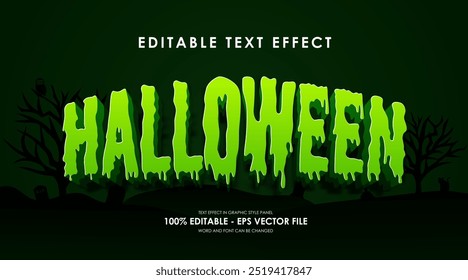 Efeito de texto de Halloween editável, efeito de estilo gráfico, com fundo Halloween