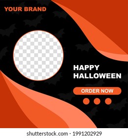 Editable Halloween vector template for social media. Ready to use with your photos. EPS10