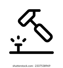 Martillo editable, uña, icono de reparación del vector. Construcción, herramientas, industria. Parte de una familia de iconos grandes. Perfecto para interfaces web y de aplicaciones, presentaciones, infografías, etc