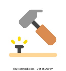 Editable hammer, nail, repair vector icon. Construction, tools, industry. Part of a big icon set family. Perfect for web and app interfaces, presentations, infographics, etc