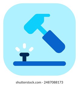 Editierbarer Hammer, Nagel, Reparatur Vektorgrafik Symbol. Bau, Werkzeuge, Industrie. Teil einer großen Icon-Set-Familie. Ideal für Web- und App-Interfaces, Präsentationen, Infografiken usw