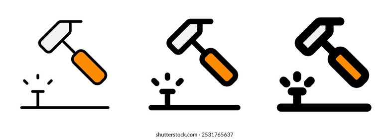 Editable hammer, nail, repair vector icon. Construction, tools, industry. Part of a big icon set family. Perfect for web and app interfaces, presentations, infographics, etc