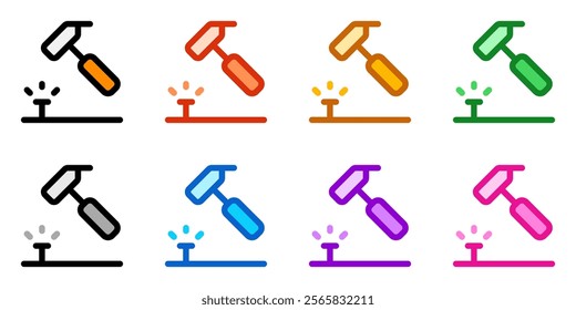 Editable hammer, nail, repair vector icon. Construction, tools, industry. Part of a big icon set family. Perfect for web and app interfaces, presentations, infographics, etc