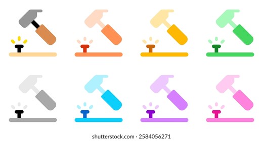 Editable hammer, nail, repair vector icon. Construction, tools, industry. Part of a big icon set family. Perfect for web and app interfaces, presentations, infographics, etc