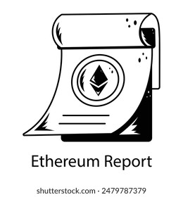 Icono dibujado a mano editable del informe de ethereum 