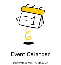 An editable hand drawn icon of event calendar 