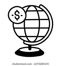 Un ícono editable de la economía global dibujado a mano 