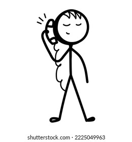 Un icono editable dibujado a mano del usuario del teléfono 