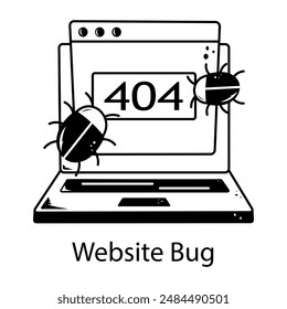 Editable hand drawn icon of a website bug 