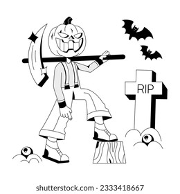 An editable hand drawn illustration of grim costume 
