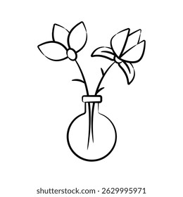 An editable hand drawn style icon showing flower vase