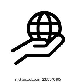 Editable hand holding earth, environment care, save the earth vector icon. Ecology, eco-friendly. Part of a big icon set family. Perfect for web and app interfaces, presentations, infographics, etc