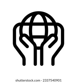 Editable hand holding earth, environment care, save the earth vector icon. Ecology, eco-friendly. Part of a big icon set family. Perfect for web and app interfaces, presentations, infographics, etc