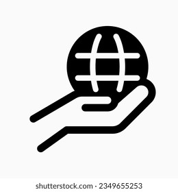 Editable hand holding earth, environment care, save the earth vector icon. Ecology, eco-friendly. Part of a big icon set family. Perfect for web and app interfaces, presentations, infographics, etc