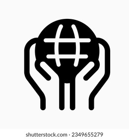 Editable hand holding earth, environment care, save the earth vector icon. Ecology, eco-friendly. Part of a big icon set family. Perfect for web and app interfaces, presentations, infographics, etc