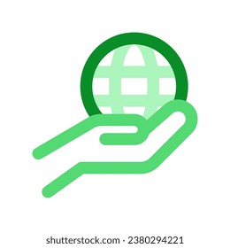 Editable hand holding earth, environment care, save the earth vector icon. Ecology, eco-friendly. Part of a big icon set family. Perfect for web and app interfaces, presentations, infographics, etc