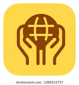 Editable hand holding earth, environment care, save the earth vector icon. Ecology, eco-friendly. Part of a big icon set family. Perfect for web and app interfaces, presentations, infographics, etc