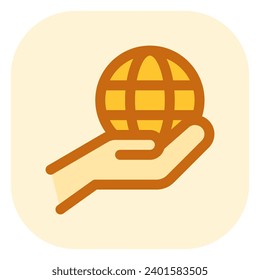 Editable hand holding earth, environment care, save the earth vector icon. Ecology, eco-friendly. Part of a big icon set family. Perfect for web and app interfaces, presentations, infographics, etc