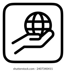 Editable hand holding earth, environment care, save the earth vector icon. Ecology, eco-friendly. Part of a big icon set family. Perfect for web and app interfaces, presentations, infographics, etc