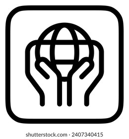 Editable hand holding earth, environment care, save the earth vector icon. Ecology, eco-friendly. Part of a big icon set family. Perfect for web and app interfaces, presentations, infographics, etc