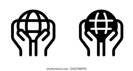Editable hand holding earth, environment care, save the earth vector icon. Ecology, eco-friendly. Part of a big icon set family. Perfect for web and app interfaces, presentations, infographics, etc