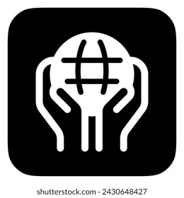 Editable hand holding earth, environment care, save the earth vector icon. Ecology, eco-friendly. Part of a big icon set family. Perfect for web and app interfaces, presentations, infographics, etc
